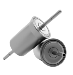 Inline automotive fuel filters for removing contaminants from gasoline before engine injection