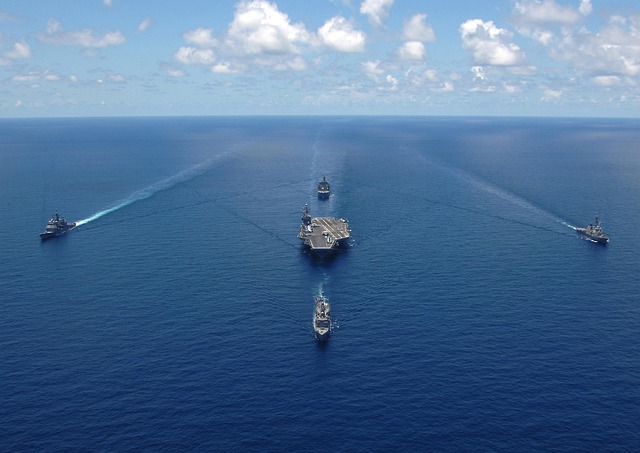 u s navy, battleships, navy, sky, ocean, nature, sea, blue sky, clouds, blue, ocean sky, ships, military, force, aircraft carrier, warships